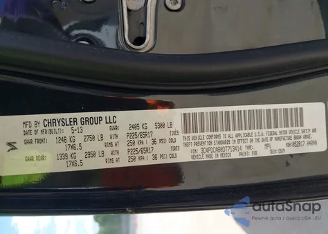 2013 Dodge Journey Se z USA, uszkodzony, nr VIN 3C4PDCAB0DT713414